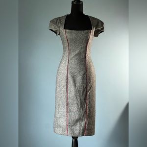 Bebe square neck, cup sleeves wool dress sz XS